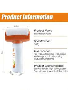 1 Bottle White Wall Paint, Large Roller For Wall Repair Tool, Large Roller For Water-Based Latex Paint, Best Choice For Removing Wall Stains - one-size - View 3