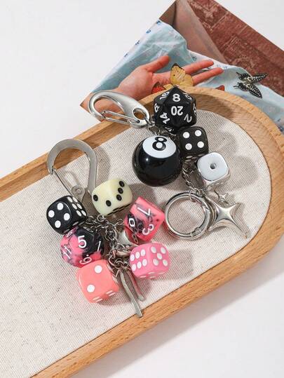 Lucky Silver Metal Dice Keychain For Women - Stylish And Fortunate Dice Cube Charm For Keys, Bags, And Everyday Use - , Multipurpose Accessory,Punk Dice Keychain Accessories Bag Charms,Gift For Couples.