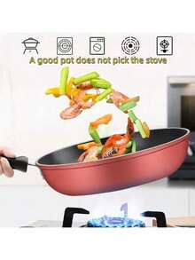 24 厘米新款不粘煎锅盖，两用煎炒锅，适用于电磁炉和燃气灶 - 彩色 - 查看 3