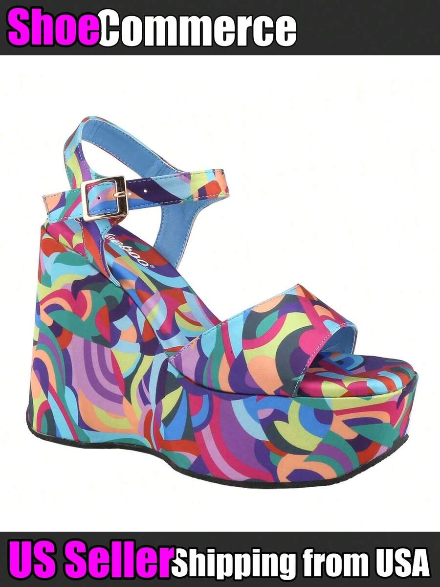 Women's Platform Wedge Sandals Open Toe Ankle Strap High Heel Wedges Heels Pattern Printed Chunky Heeled Sandals Sexy Party Comfort Casual Summer Beach Vacation Shoes - 彩色 - 查看 1