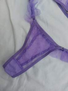 Conjunto de lenceria sexy para mujer transparente, lenceria para dama con transparecias, tangas de mujer - Lila Púrpura - Ver 4
