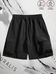 Pantaloni scurti cargo cu mai multe buzunare din mătase de gheață pentru bărbați, la modă