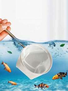 1pc Net With Stainless Steel Handle, PE Material, Fine Mesh Round Net For Fish, Easy Handling Fish Net Catcher, Stainless Steel Aquarium Fish Net With Extendable Handle - Fine Mesh For Easy Catching & Handling