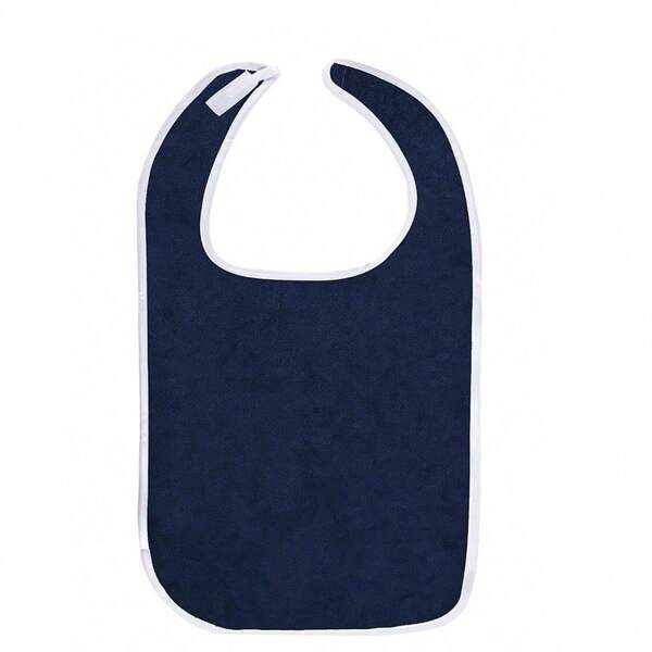 1 Stück Premium Lätzchen für Erwachsene, verstellbar mit Klettverschluss, geeignet für Senioren und Behinderte, aus Frottee, maschinenwaschbar, navy blau