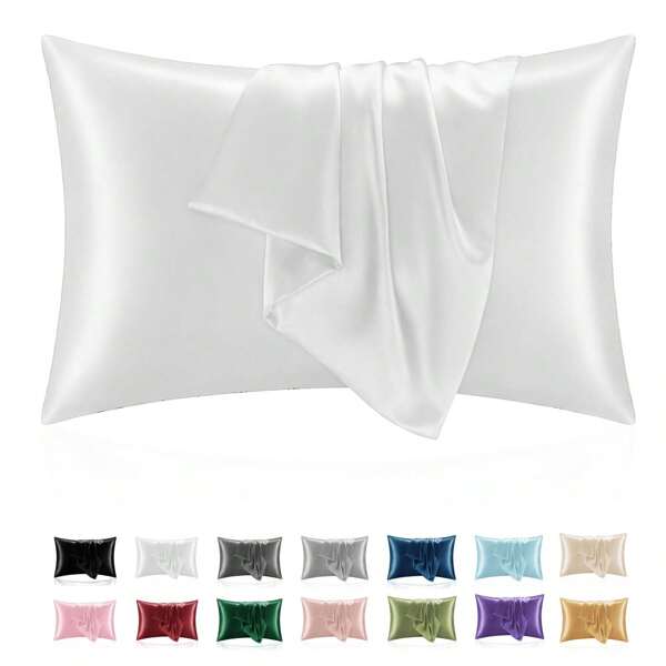 1 Stück Kissenbezug aus Satin-Seide, geeignet für Haar und Haut, mit Umschlag verschlossen, weicher Kissenbezug für Schlafzimmer, super weich, kühl und atmungsaktiv, ungefüllt, maschinenwaschbar, hochwertige Satin-Seide Kissenbezug, geeignet für Standard Größen M L XL Kissen, 20x26 20x30 20x36 20x40 Zoll, Hotel-Qualität Satin Kissenbezug Schutzhülle