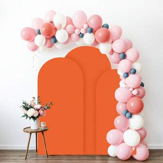 橙色拱形背景罩，5 英尺、6 英尺、6.6 英尺、7.2 英尺婚礼拱门罩 2 面氨纶配件面料拱门背景圆顶拱门背景面料适用于生日派对婚礼拱门架装饰（不含架子，仅含面料背景）