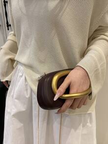 Brown PU Leather Clutch - Ideal For Valentine's Day, Comfortable And Fashionable, Fashion Handbag, Personalized Gift Option, Accessory 2025, Chic Style For All Occasions, Luxury Feel At Affordable Price - Brown - View 3