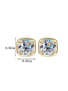 2pcs Minimalist Fashion 925 Sterling Silver 1ct Moissanite Yellow Gold Color Stud Earrings, Suitable For Women's Daily Wear, Party, Holiday, Valentine's Day, Mother's Day, Birthday, Wedding Anniversary, Jewelry Gift