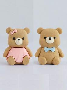 1pc Pink Dress, Blue Bowknot Bear Ornament, Cute Baby Shower Cake Topper For Boy Or Girl Birthday Decoration, Baby Shower Party Decoration - Multicolor - View 8