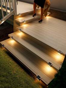 4pcs-Solar Deck Light, Waterproof, Suitable For Outdoor Stairs, Steps, Fences, Railings, Courtyards And Terraces, Solar Deck Light Outdoor, Solar Step Light Waterproof LED Solar Light For Outdoor Stairs, Steps, Fences, Courtyards, Terraces And Access (Warm White)