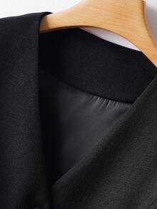 Women Plain Sleeveless Vest, V-Neck Jacket, Spring/Autumn, Fashionable Commuting, Female Garment - Black - View 3