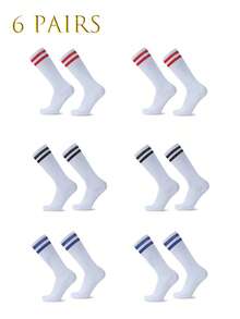 6 Pairs Kids' Sports Football Socks, Long Tube Breathable And Comfortable, Suitable For 4-12 Years Old Boys And Girls For Daily And School Training Use - Multicolor - View 2