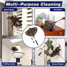 Feather Duster Extendable Reusable Feather Duster Cleaning Tools Feather Duster Extendable Adjustable Duster For Cleaning Ceiling Blinds Furniture Cars - Dark Grey - View 5