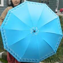 1 Stück zufälliges Blumenmuster Oversized 10-Bügel Regenschirm zum Falten, Damen Doppelzweck Sonnen- und Regenschirm, UV-Schutz sturmfest und regenfest, Sommer Abkühlung, Strand, Reise