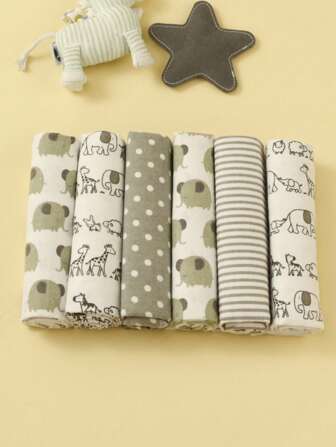 6st/Set Babysippfilt med stjärna och biltryck, mjuk flanell