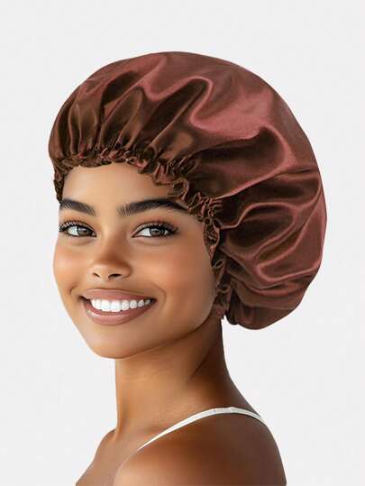 1 pezzo Cuffia da notte in raso con bordo in pizzo per signora, adatta per l