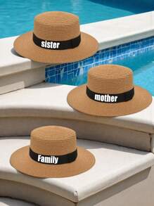 1PC Of Customized Straw Hat For Men And Women During Summer Travel, With Customized Names, Personalized Straw Hats With Names, Customizable Straw Hats, Customized Valentine's Day Gifts, Unisex, Men And Women's Style Straw Hats, Customized Straw Hats For Beach Travel That Can Be Worn For Shade
