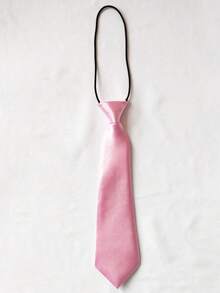 Children's Fashionable Solid Color Pre-Tied Necktie, Children's School Performance Stage Party Wear, Zipper Elastic Neckband Tie Suitable For 3-16 Years Old Kids Daily And Holiday Occasions