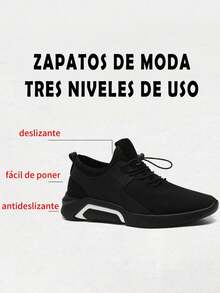 Los Hombres Suaves Y Cómodas Zapatillas De Deporte Casual Ligero, Antideslizante Y Resistente Al Desgaste, Con Colores De Primera Calidad, Zapatos De Tenis Negro De Los Hombres, Adecuado Para Los Entrenamientos, Correr, Viajar Y Ropa Casual Diaria. - Blanco y Negro - Ver 7