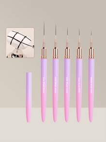 5pcs Nail Care Pen Gradient Color Set Extremely Fine Pen Color Painting Flower Wire Drawing Pen Line Pencil Nail Tool, Gel Nail Painting Design Brush, Nail Spot Brush Set Nail Tool, Suitable For Home And Professional Nail Care Salons