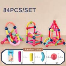 15pcs-100pcs Magnetic Building Block Set Toys, Magnetic Bar 3D Building Construction Challenge, Building Block Montessori Geometry Amusement Park, Educational Puzzle Toys For Boys And Girls Aged 3-12, Inspiring And Stimulating Spatial Imagination, Magnetic Bar And Magnetic Ball Creative Model Combination Set (All Colors Are Random), Birthday Gifts, School Supplies, Christmas Decorations