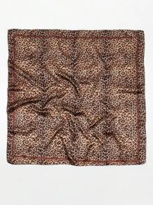 1 pezzo Foulard quadrato in seta da donna da 90x90 cm con stampa leopardata, accessorio di moda per primavera/estate