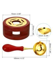 1set Wax Seal Warmer,Wax Seal Kit With Wax Seal Spoon For Melting Wax Seal Beads Or Sealing Wax Sticks(Brown Red)
