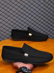Chaussures bateau décontractées pour hommes, mocassins à enfiler, respirantes, plates, chaussures de costume noires (Veuillez commander 2 tailles au-dessus, elles sont petites et étroites)