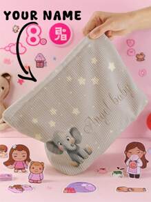1pc Customized Text Toiletry Bag, Large Capacity Storage Pouch, Suitable For Travel And Daily Use, Personalized, Fashionable, Casual, Cute, Suitable For Children And Teenagers, Print Your Own Name Or Gift To Your Sister And Classmates