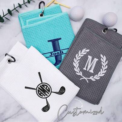 1 Toalla de golf bordada personalizada, regalo ideal para hombres y mujeres, perfecto para bolsas de golf, cumpleaños, jubilación y ocasiones especiales, decoración del hogar y baño, artículos esenciales para la playa, de vuelta a la escuela