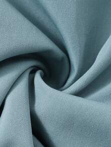 女童长袖领扣拼布拼色连衣裙 - 綠色 - 查看 8