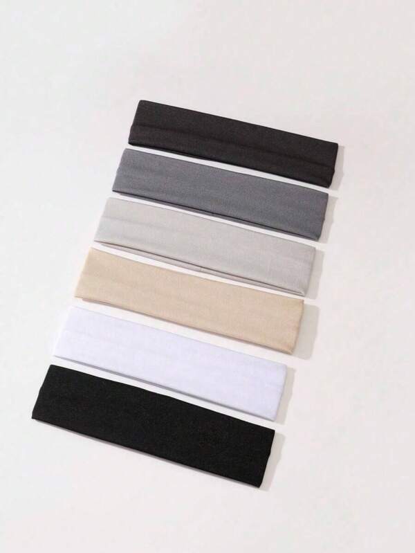 6pcs Women's Stretchy Sweat Absorbent Headbands - Solid Color, All-Season Sports & Outdoor Wear, Workout Headband., Hairband