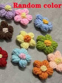 50 件/4 厘米手工钩针绒球花，镜子装饰工艺套件，创意手工编织花，可用于衣服、雨伞、窗帘、空调管、补丁、情人节礼物（颜色随机） - 彩色 - 查看 11