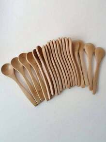 1/10/20 piezas Cucharas de bambú de mango largo, cucharas de sopa redondas pequeñas, cucharas de café, cucharas para miel y condimentos, adecuadas para café en casa, cocina creativa, cocinas, regalos de Navidad, útiles escolares