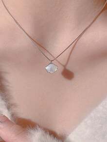 1 件女士优雅银贝壳吊坠项链，时尚简约，适合日常佩戴、婚礼、派对和送给女朋友的礼物 - 貝殼 - 查看 3