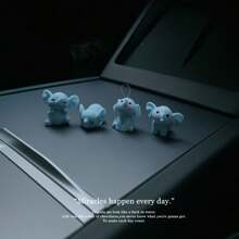 4pcs Cute Elephant Car Decorations, Adorable Car Decor Gifts, Cartoon Car Interior Accessories, Suitable For Car Dashboard And Office Desk Decor