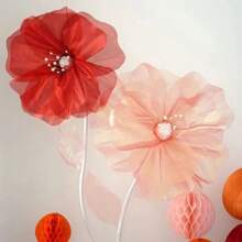 1 Set: 1 Pc 50cm Giant Waterproof Artificial Flower + 1 Pc 50cm Giant Butterfly Yard/Garden Decor, Suitable For Outdoor Yard, Lawn, Living Room, Bedroom, Perfect For Holidays, Weddings, Wedding Photography Props, Display Window Decoration