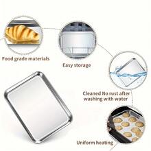 Stainless Steel Rectangular Baking Pans, Square Shape, Non-Stick, Durable, For Tiramisu, Lasagna, And Desserts