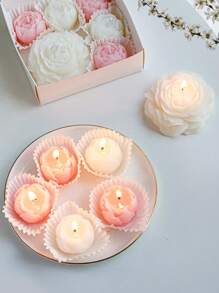 6pcs/3pcs/1pc Large Size, New Peony Scented Candles Set, Handmade Candles, Flower Shape Candles For Home Decor, Dining Table, Room, Bedroom, Birthday, Party, Wedding, Gifts, Holiday Decorations