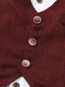 4 Stück 2025 Frühling/Sommer Jungen Formelle Kleidung - Weißes Kurzarmhemd, Fliege + Burgunder Weste und Shorts, modischer junger Herrenanzug für Geburtstagsfeiern, Hochzeiten, Weihnachten, Feiertage, Outdoor-Auftritte. Kragen Design, atmungsaktive Kinderformalbekleidung, Frühlings-/Sommerparty Outfit, Jungenanzug für Hochzeiten