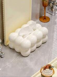 1pc Plastic Tissue Box, Light Luxury Creative Solid Color Tissue Box, Suitable For Bedroom, Living Room And Car, Home Decoration,