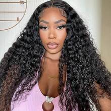 水波蕾丝前部人发假发巴西 T 部分假发 13X4x1 预拔自然发际线雷米假发深卷蕾丝前部假发人发湿发波浪假发女士