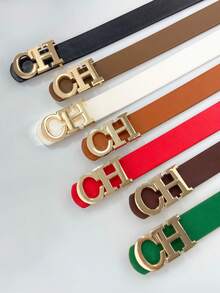 Ceinture pour femmes avec boucle dorée CH - Accessoire polyvalent convenant aux jeans, robes, tenues décontractées et streetwear | Convient pour le travail, les fêtes, les mariages et plus encore en été, à l'école, à l'automne, en automne, pour Halloween - CH - Voir 5