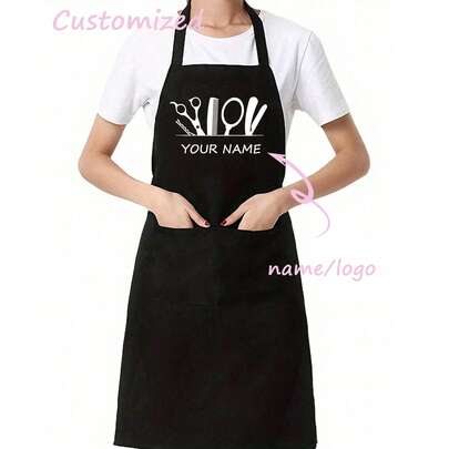 1pc Personalized Custom Hair Stylist Black Apron Hairdresser Beauty Salon Cosmetologist Cosmetology School Barber Gift Custom,Unique,Personalized Ideal Gifts For Him Her,Boyfriend,Girlfriend,Dad,Mom,Family,Friends For Anniversaries,For Valentine's Day,For Mother's Day,For Birthdays,For Children's Day,For Father's Day,For Graduation,For Weddings,For ,For Housewarming,Graphic Print,Home Textile, Home Atmosphere,Breathable, Soft,Kitchen Accessories ,New-Arrival