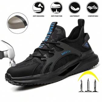 UMBURLLY 男士工作安全鞋，带钢头、凯夫拉防护鞋头、轻质软底，适合所有季节
