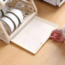 1pc Kitchen Storage Rack Holder For Drying Dishes, Bowls, Utensils, Double Layer Cutlery Organizer