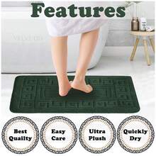 VELVETIO Bath Mat Set 2 Piece Non Slip Rubber Pedestal And Bath Mat Set Toilet Greek Bathroom Rug New - Dark Green - View 5