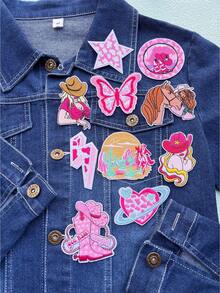 20/30 piezas Parches de vaquero occidental bordados en rosa, de colores surtidos, para planchar o coser, parches decorativos para ropa, bolsos, zapatos, sombreros, camisas vaqueras, vestidos, camisetas, decoración del hogar - Estilo vaquero del Oeste - Ver 2