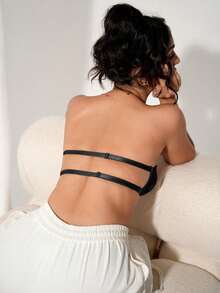 Hersunei 女士纯色带衬垫钢圈文胸，可转换挂脖式，四季皆宜，穿着舒适 - 黑色 - 查看 5