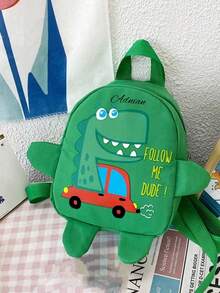 A Custom Bag With A Personalized Name Or Holiday Message. Customize Your Own Backpack. New Fashionable College Style Belt Mini Cartoon Dinosaur Print Decoration Polyester Fabric Zipper Adjustable Shoulder For Children Primary School Students To Go Back Outdoors On Vacation - Multicolor - View 8